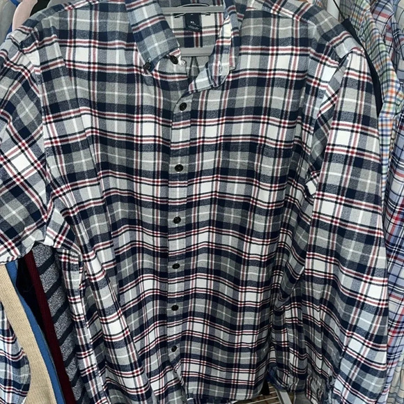 Lands End men’s traditional fit flannel plaid button down long sleeve shirt - Picture 1 of 5